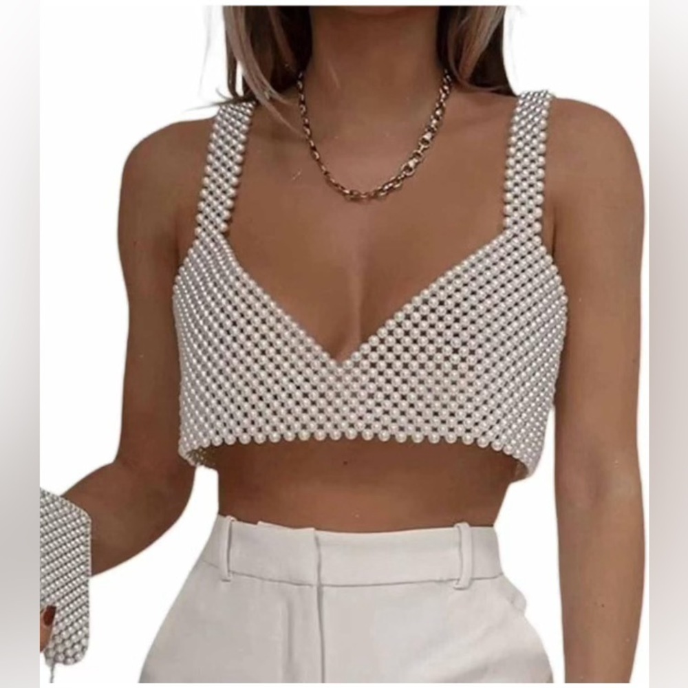 Pearl Beaded Top NWOT